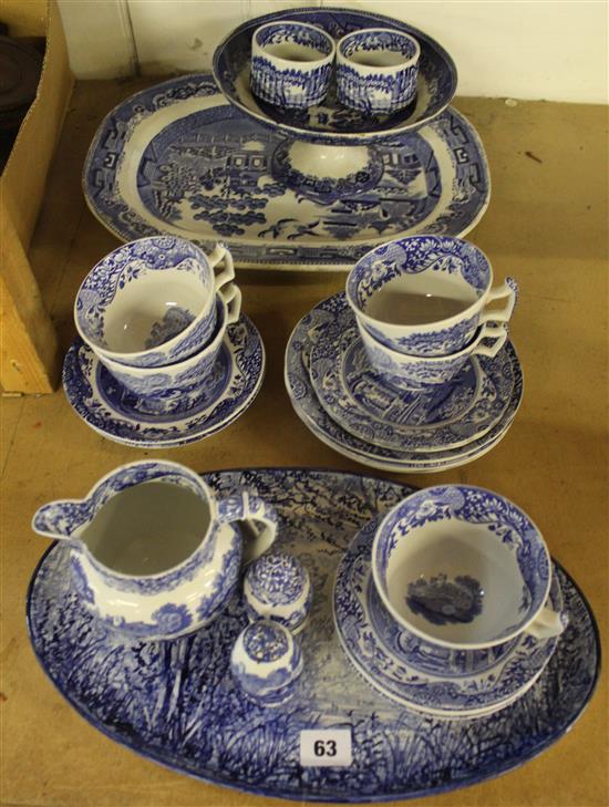 Collection of Spode Italian & other blue & white china